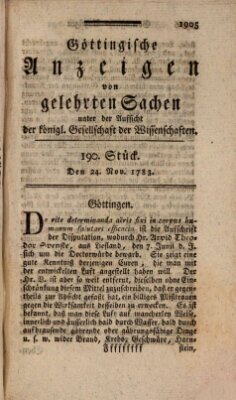 Göttingische Anzeigen von gelehrten Sachen (Göttingische Zeitungen von gelehrten Sachen) Montag 24. November 1783