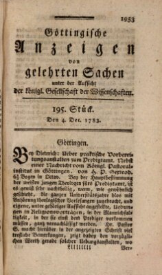 Göttingische Anzeigen von gelehrten Sachen (Göttingische Zeitungen von gelehrten Sachen) Donnerstag 4. Dezember 1783