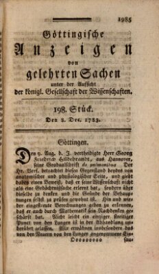 Göttingische Anzeigen von gelehrten Sachen (Göttingische Zeitungen von gelehrten Sachen) Montag 8. Dezember 1783