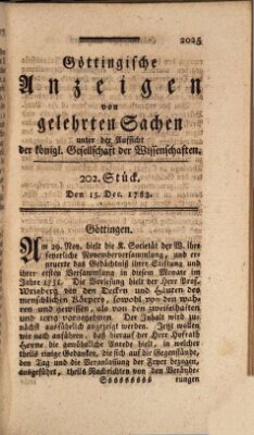 Göttingische Anzeigen von gelehrten Sachen (Göttingische Zeitungen von gelehrten Sachen) Montag 15. Dezember 1783