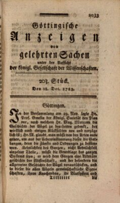 Göttingische Anzeigen von gelehrten Sachen (Göttingische Zeitungen von gelehrten Sachen) Donnerstag 18. Dezember 1783