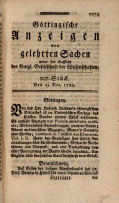 Göttingische Anzeigen von gelehrten Sachen (Göttingische Zeitungen von gelehrten Sachen) Donnerstag 25. Dezember 1783