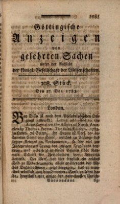 Göttingische Anzeigen von gelehrten Sachen (Göttingische Zeitungen von gelehrten Sachen) Samstag 27. Dezember 1783