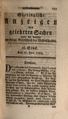 Göttingische Anzeigen von gelehrten Sachen (Göttingische Zeitungen von gelehrten Sachen) Montag 26. Januar 1784