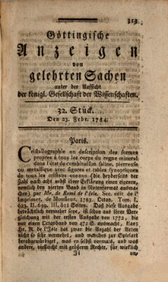 Göttingische Anzeigen von gelehrten Sachen (Göttingische Zeitungen von gelehrten Sachen) Montag 23. Februar 1784