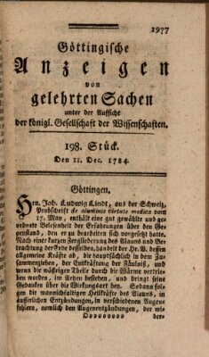 Göttingische Anzeigen von gelehrten Sachen (Göttingische Zeitungen von gelehrten Sachen) Samstag 11. Dezember 1784