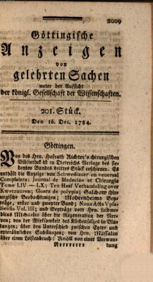 Göttingische Anzeigen von gelehrten Sachen (Göttingische Zeitungen von gelehrten Sachen) Donnerstag 16. Dezember 1784