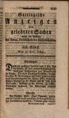 Göttingische Anzeigen von gelehrten Sachen (Göttingische Zeitungen von gelehrten Sachen) Montag 27. Dezember 1784