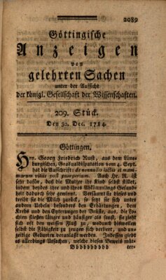 Göttingische Anzeigen von gelehrten Sachen (Göttingische Zeitungen von gelehrten Sachen) Donnerstag 30. Dezember 1784