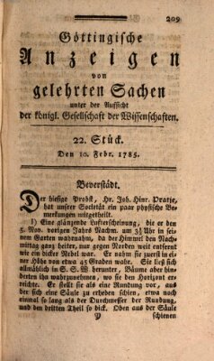 Göttingische Anzeigen von gelehrten Sachen (Göttingische Zeitungen von gelehrten Sachen) Donnerstag 10. Februar 1785