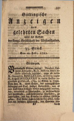 Göttingische Anzeigen von gelehrten Sachen (Göttingische Zeitungen von gelehrten Sachen) Montag 28. Februar 1785