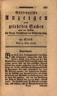 Göttingische Anzeigen von gelehrten Sachen (Göttingische Zeitungen von gelehrten Sachen) Donnerstag 9. Juni 1785