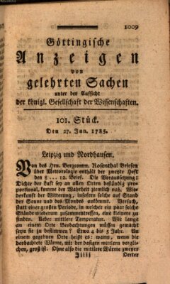 Göttingische Anzeigen von gelehrten Sachen (Göttingische Zeitungen von gelehrten Sachen) Montag 27. Juni 1785