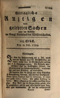 Göttingische Anzeigen von gelehrten Sachen (Göttingische Zeitungen von gelehrten Sachen) Montag 18. Juli 1785