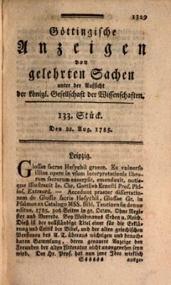 Göttingische Anzeigen von gelehrten Sachen (Göttingische Zeitungen von gelehrten Sachen) Montag 22. August 1785