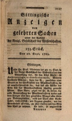 Göttingische Anzeigen von gelehrten Sachen (Göttingische Zeitungen von gelehrten Sachen) Montag 26. September 1785