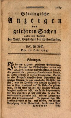 Göttingische Anzeigen von gelehrten Sachen (Göttingische Zeitungen von gelehrten Sachen) Montag 17. Oktober 1785