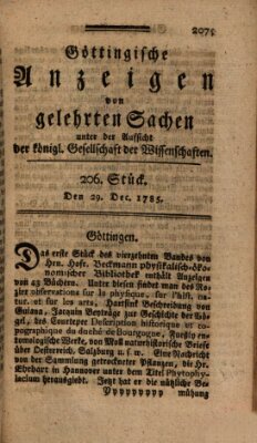 Göttingische Anzeigen von gelehrten Sachen (Göttingische Zeitungen von gelehrten Sachen) Donnerstag 29. Dezember 1785