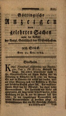 Göttingische Anzeigen von gelehrten Sachen (Göttingische Zeitungen von gelehrten Sachen) Samstag 31. Dezember 1785