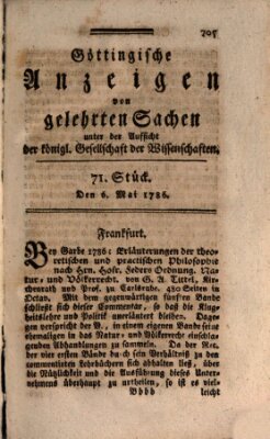 Göttingische Anzeigen von gelehrten Sachen (Göttingische Zeitungen von gelehrten Sachen) Samstag 6. Mai 1786