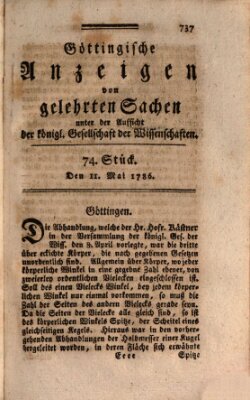 Göttingische Anzeigen von gelehrten Sachen (Göttingische Zeitungen von gelehrten Sachen) Donnerstag 11. Mai 1786