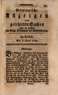 Göttingische Anzeigen von gelehrten Sachen (Göttingische Zeitungen von gelehrten Sachen) Montag 5. Juni 1786