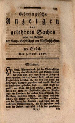 Göttingische Anzeigen von gelehrten Sachen (Göttingische Zeitungen von gelehrten Sachen) Donnerstag 8. Juni 1786