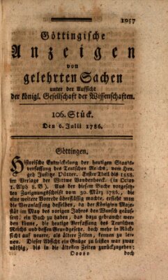 Göttingische Anzeigen von gelehrten Sachen (Göttingische Zeitungen von gelehrten Sachen) Donnerstag 6. Juli 1786