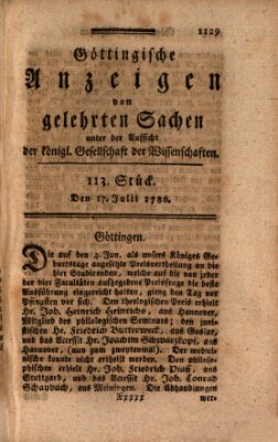 Göttingische Anzeigen von gelehrten Sachen (Göttingische Zeitungen von gelehrten Sachen) Montag 17. Juli 1786