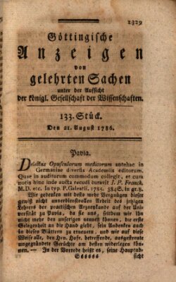 Göttingische Anzeigen von gelehrten Sachen (Göttingische Zeitungen von gelehrten Sachen) Montag 21. August 1786