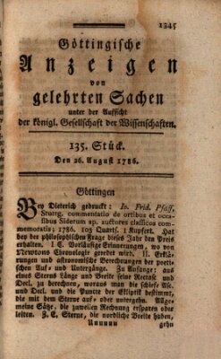 Göttingische Anzeigen von gelehrten Sachen (Göttingische Zeitungen von gelehrten Sachen) Samstag 26. August 1786