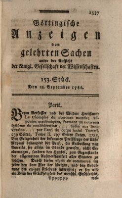 Göttingische Anzeigen von gelehrten Sachen (Göttingische Zeitungen von gelehrten Sachen) Montag 25. September 1786