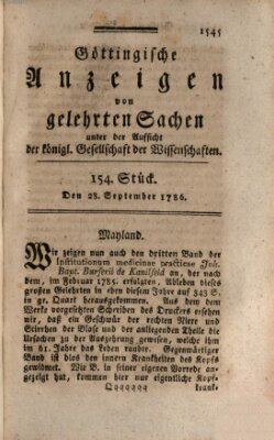 Göttingische Anzeigen von gelehrten Sachen (Göttingische Zeitungen von gelehrten Sachen) Donnerstag 28. September 1786