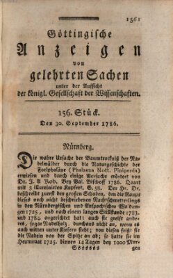 Göttingische Anzeigen von gelehrten Sachen (Göttingische Zeitungen von gelehrten Sachen) Samstag 30. September 1786