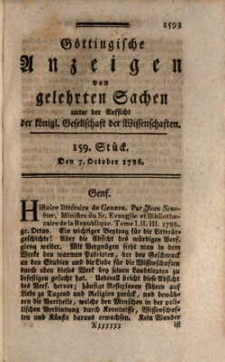 Göttingische Anzeigen von gelehrten Sachen (Göttingische Zeitungen von gelehrten Sachen) Samstag 7. Oktober 1786