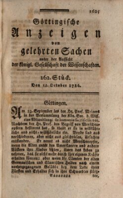 Göttingische Anzeigen von gelehrten Sachen (Göttingische Zeitungen von gelehrten Sachen) Donnerstag 12. Oktober 1786