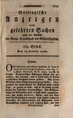 Göttingische Anzeigen von gelehrten Sachen (Göttingische Zeitungen von gelehrten Sachen) Samstag 14. Oktober 1786