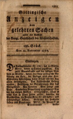 Göttingische Anzeigen von gelehrten Sachen (Göttingische Zeitungen von gelehrten Sachen) Donnerstag 23. November 1786