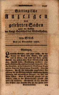 Göttingische Anzeigen von gelehrten Sachen (Göttingische Zeitungen von gelehrten Sachen) Sonntag 31. Dezember 1786