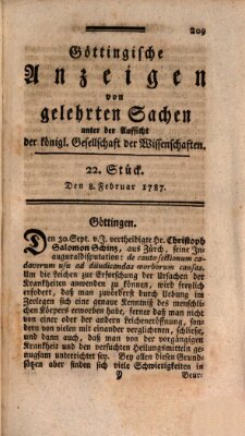 Göttingische Anzeigen von gelehrten Sachen (Göttingische Zeitungen von gelehrten Sachen) Donnerstag 8. Februar 1787