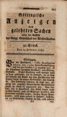 Göttingische Anzeigen von gelehrten Sachen (Göttingische Zeitungen von gelehrten Sachen) Samstag 24. Februar 1787