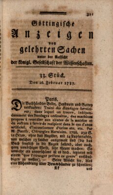 Göttingische Anzeigen von gelehrten Sachen (Göttingische Zeitungen von gelehrten Sachen) Montag 26. Februar 1787