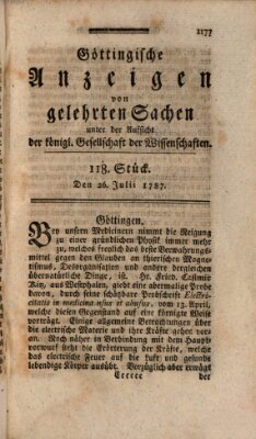 Göttingische Anzeigen von gelehrten Sachen (Göttingische Zeitungen von gelehrten Sachen) Donnerstag 26. Juli 1787