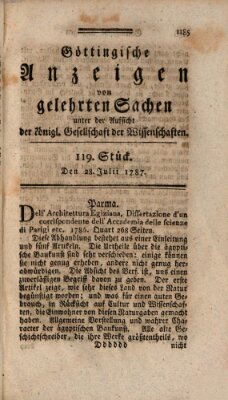 Göttingische Anzeigen von gelehrten Sachen (Göttingische Zeitungen von gelehrten Sachen) Samstag 28. Juli 1787