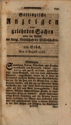 Göttingische Anzeigen von gelehrten Sachen (Göttingische Zeitungen von gelehrten Sachen) Montag 6. August 1787