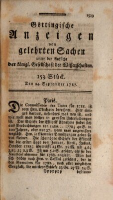 Göttingische Anzeigen von gelehrten Sachen (Göttingische Zeitungen von gelehrten Sachen) Montag 24. September 1787