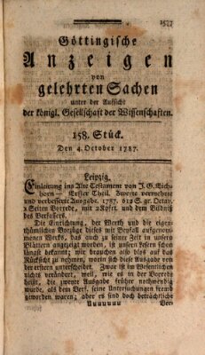 Göttingische Anzeigen von gelehrten Sachen (Göttingische Zeitungen von gelehrten Sachen) Donnerstag 4. Oktober 1787