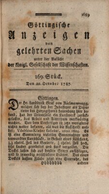 Göttingische Anzeigen von gelehrten Sachen (Göttingische Zeitungen von gelehrten Sachen) Montag 22. Oktober 1787