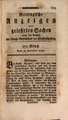 Göttingische Anzeigen von gelehrten Sachen (Göttingische Zeitungen von gelehrten Sachen) Samstag 27. Oktober 1787