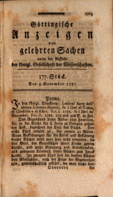 Göttingische Anzeigen von gelehrten Sachen (Göttingische Zeitungen von gelehrten Sachen) Montag 5. November 1787